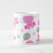 Muster rosa Elefanten, Sterne, Ihr Name Jumbo-Tasse (Vorderseite)