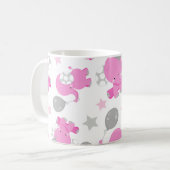 Muster rosa Elefanten, Sterne, Ihr Name Kaffeetasse (Vorderseite Links)