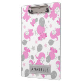 Muster rosa Elefanten, Sterne, Ihr Name Klemmbrett (Links)