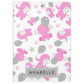 Muster rosa Elefanten, Sterne, Ihr Name Klemmbrett (Rückseite)