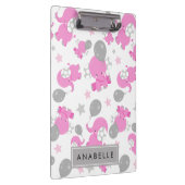 Muster rosa Elefanten, Sterne, Ihr Name Klemmbrett (Rechts)