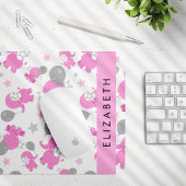 Muster rosa Elefanten, Sterne, Ihr Name Mousepad