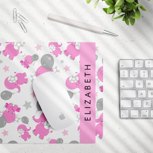 Muster rosa Elefanten, Sterne, Ihr Name Mousepad