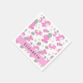 Muster rosa Elefanten, Sterne, Ihr Name Serviette (Ecke)