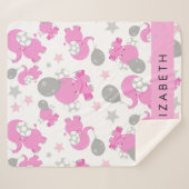 Muster rosa Elefanten, Sterne, Ihr Name Sherpadecke (Vorderseite (Horizontal))