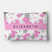 Muster rosa Elefanten, Sterne, Ihr Name Zubehörtasche (Rückseite)