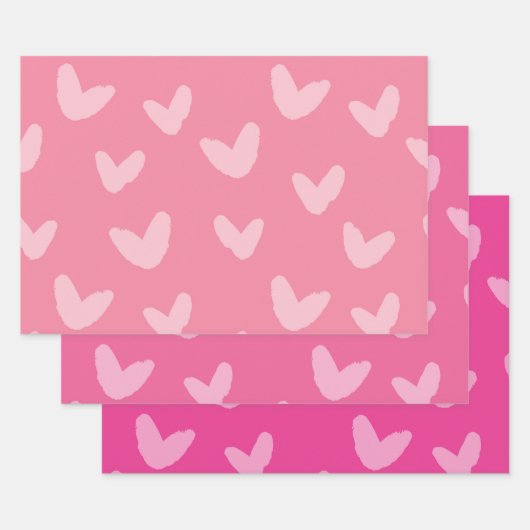 Muster rosa Farben süße Liebe Kunst Geschenkpapier Set (Set)