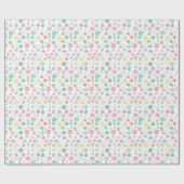 Muster rosa, gelb und grün Schneeflocken weiß Geschenkpapier (Flach)