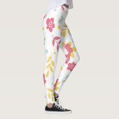 Muster Rosa, Golden & Light Blue Blumen Leggings (Rechts)