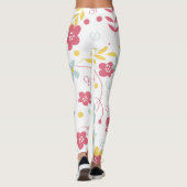 Muster Rosa, Golden & Light Blue Blumen Leggings (Rückseite)