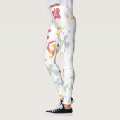 Muster Rosa, Golden & Light Blue Blumen Leggings (Links)
