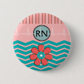 Muster-Rosa und Blau RN Zickzack Button (Vorderseite)