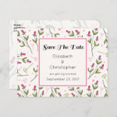Muster Rosa und Grüne Wildblumen Save the Date Ankündigungspostkarte (Vorne/Hinten)