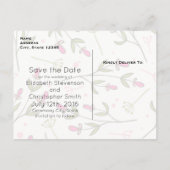 Muster Rosa und Grüne Wildblumen Save the Date Ankündigungspostkarte (Rückseite)