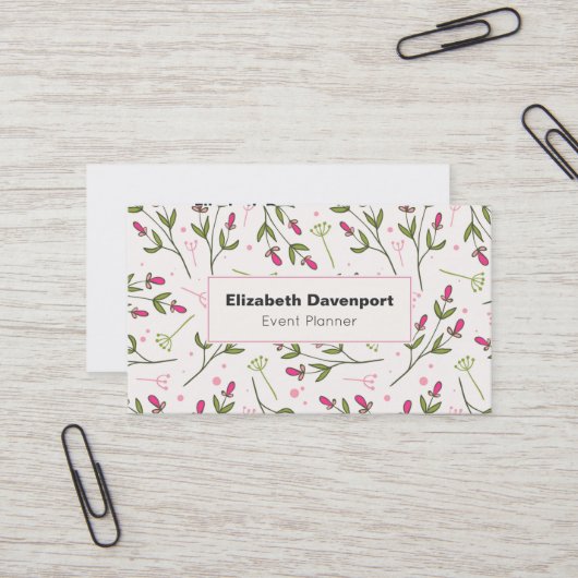 Muster Rosa und Grüne Wildblumen Visitenkarte (Vorderseite/Rückseite Beispiel)