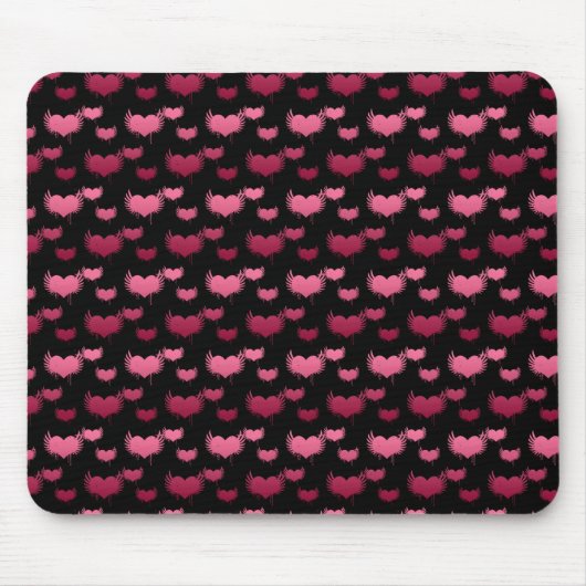 Muster Rosa und Rotes Herz Mousepad (Vorne)
