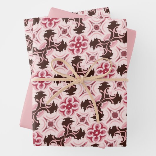 Muster Rosa und Schokolade Geschenkpapier Set (Beispiel)