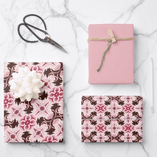 Muster Rosa und Schokolade Geschenkpapier Set (Vorderseite)