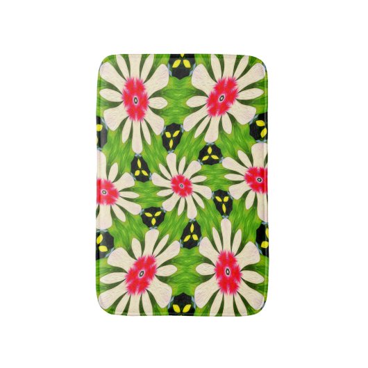 Muster Rosa und Weiße Blume Badematte (Vorderseite Vertikal)