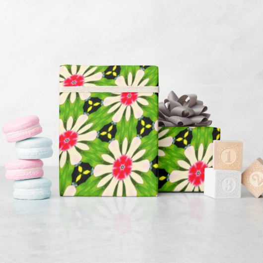 Muster Rosa und Weiße Blume Geschenkpapier (Babyparty)