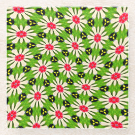 Muster Rosa und Weiße Blume Glasuntersetzer