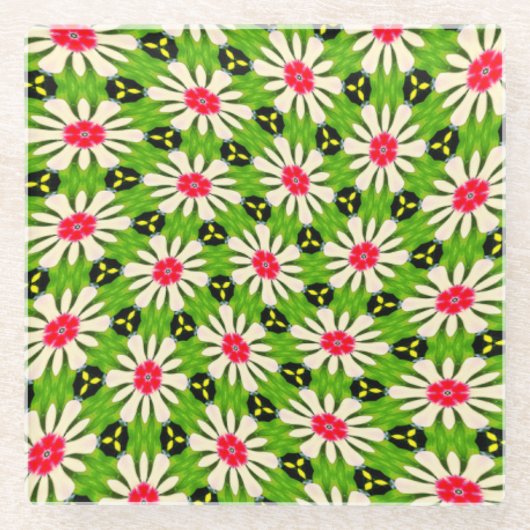 Muster Rosa und Weiße Blume Glasuntersetzer (Vorderseite)