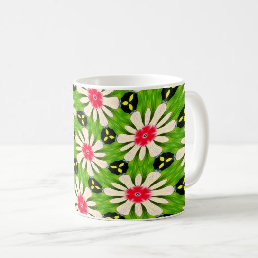 Muster Rosa und Weiße Blume Kaffeetasse (VorderseiteRechts)