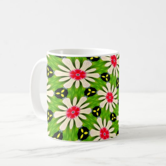 Muster Rosa und Weiße Blume Kaffeetasse (Vorderseite Links)
