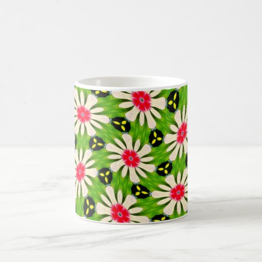 Muster Rosa und Weiße Blume Kaffeetasse (Mittel)