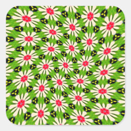 Muster Rosa und Weiße Blume Quadratischer Aufkleber