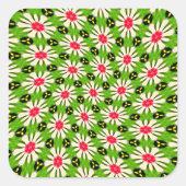 Muster Rosa und Weiße Blume Quadratischer Aufkleber (Vorderseite)