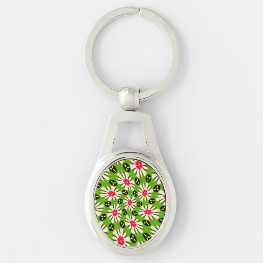 Muster Rosa und Weiße Blume Schlüsselanhänger (Vorderseite)