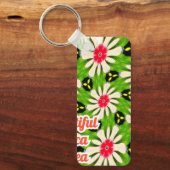 Muster Rosa und Weiße Blume Schlüsselanhänger (Vorderseite)