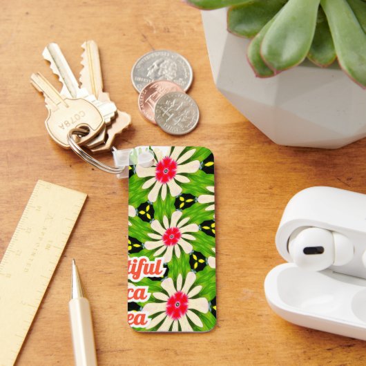 Muster Rosa und Weiße Blume Schlüsselanhänger (Schreibtisch)