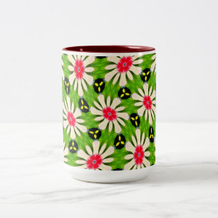 Muster Rosa und Weiße Blume Zweifarbige Tasse