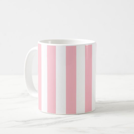 Muster rosa und weiße große vertikale Streifen Kaffeetasse (Vorderseite Links)
