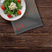 Muster Rot-Gelb Mini-Wildblume grau Geschirrtuch