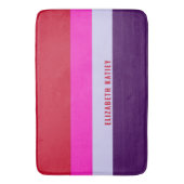 Muster Rot, Rosa und Lila Streifen Badematte (Vorderseite Vertikal)