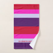 Muster Rot, Rosa und Lila Streifen Badhandtuch Set (Handtuch)