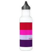 Muster Rot, Rosa und Lila Streifen Edelstahlflasche (Links)