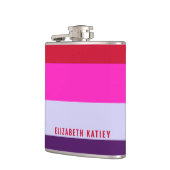 Muster Rot, Rosa und Lila Streifen Flachmann (Links)