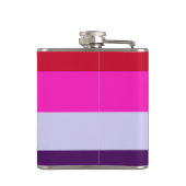 Muster Rot, Rosa und Lila Streifen Flachmann (Rückseite)