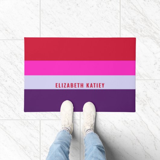 Muster Rot, Rosa und Lila Streifen Fußmatte (Indoor)