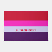 Muster Rot, Rosa und Lila Streifen Fußmatte (Vorderseite)