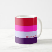 Muster Rot, Rosa und Lila Streifen Kaffeetasse (VorderseiteRechts)