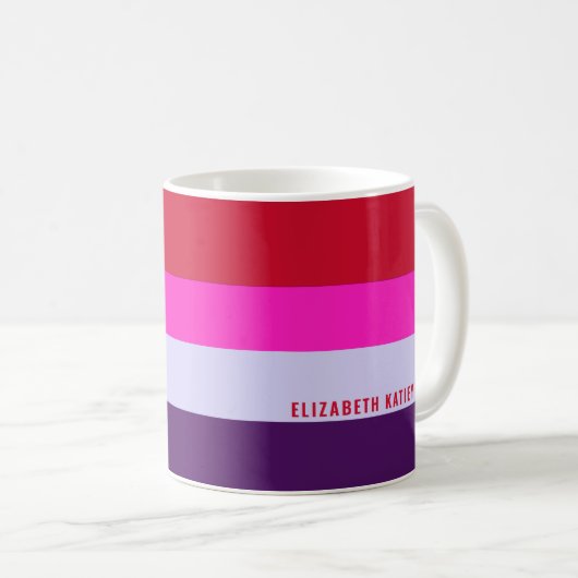 Muster Rot, Rosa und Lila Streifen Kaffeetasse (VorderseiteRechts)