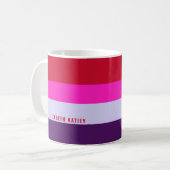Muster Rot, Rosa und Lila Streifen Kaffeetasse (Vorderseite Links)