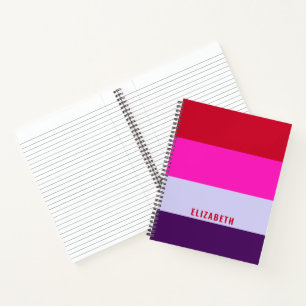Muster Rot, Rosa und Lila Streifen Notizblock