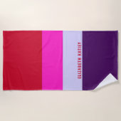 Muster Rot, Rosa und Lila Streifen Strandtuch (Vorderseite)