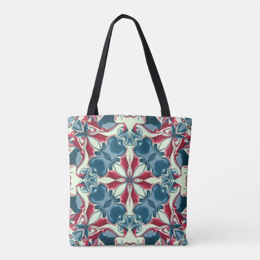 Muster Rot und Blau Kaleidoskop #1 Tasche (Rückseite)